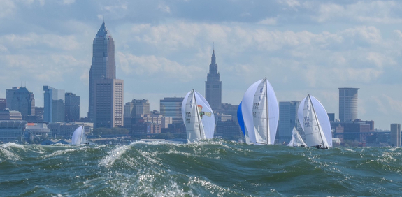 J/70s sailing fast off Cleveland, OH
